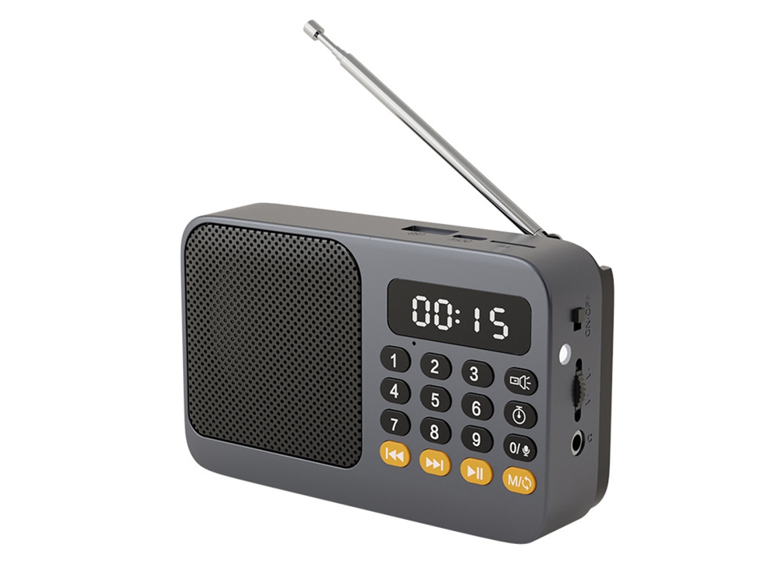 Rádio Fm Portátil com Lanterna e Função Recarregável. MDUG (preto)