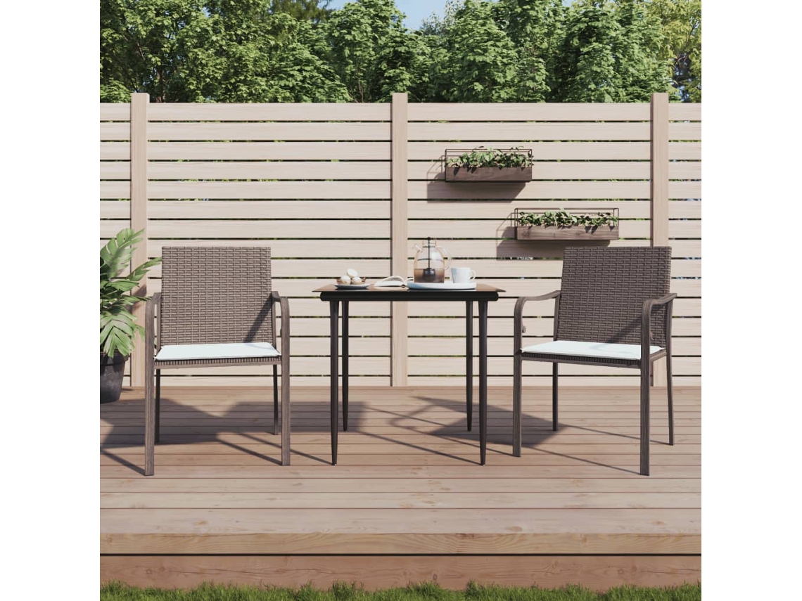Cadeiras Jardim C/ Almofadões 2pcs 56x59x84 Cm Vime Pe Marrom Dkd Home Decor