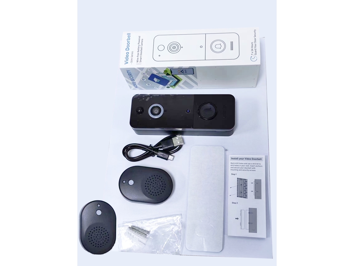Câmera De Porta Inteligente Sem Fio Com Campainha, Detecção Ai De Pessoas, Wifi 2.4g, Áudio Bidirecional, Vídeo Hd, Visão Noturna, Armazenamento Em Nu