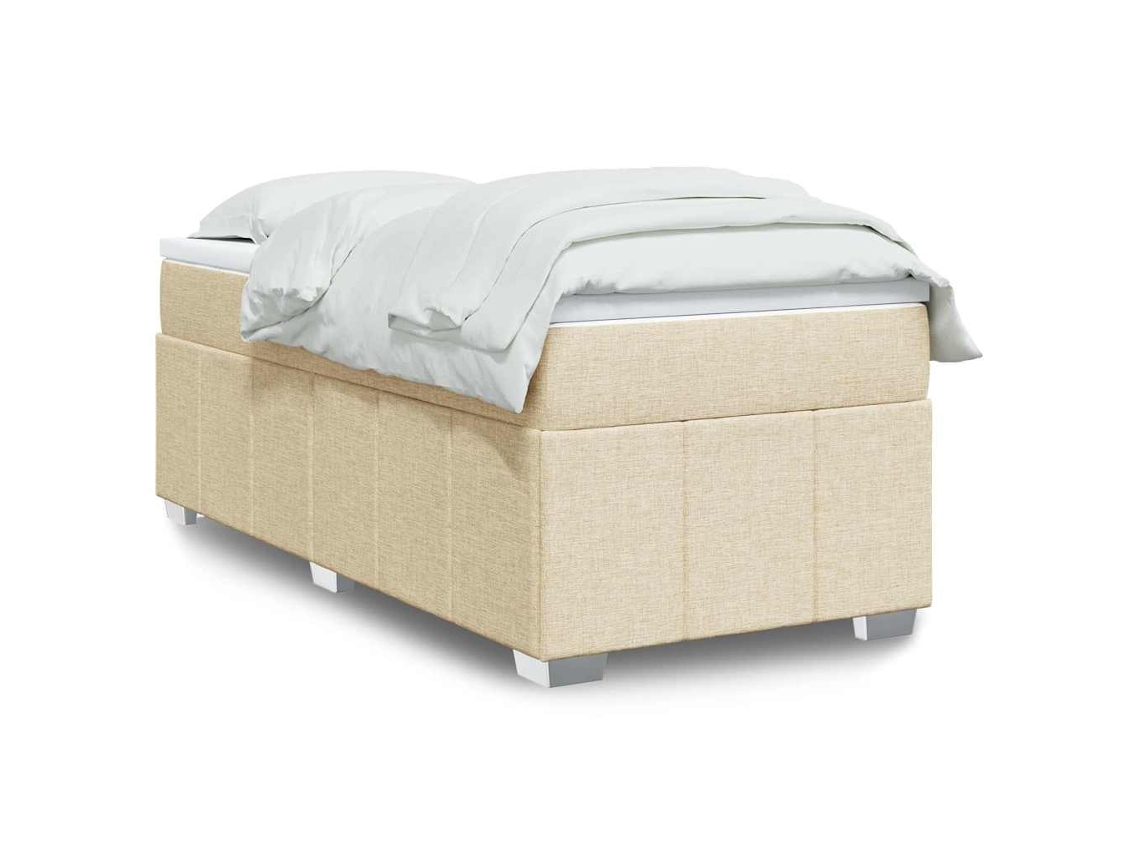Vidaxl Cama com Molas/colchão 100x200 Cm Tecido Cor Creme