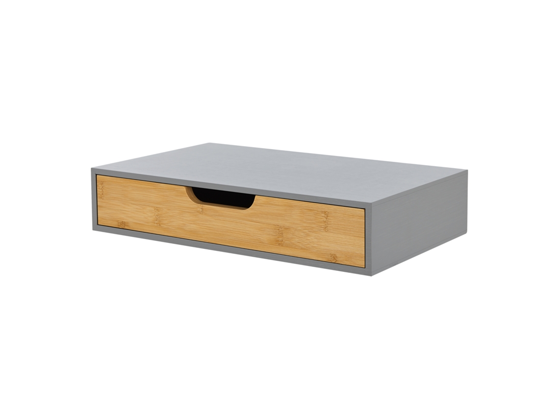 Prateleira de Parede Bokn [EN.CASA] com Gaveta Até 5 kg Bambu 40 X 24 X 8 Cm Cinzento e Natural