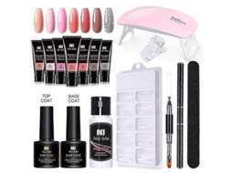 Kit completo de manicure com gel para unhas Poly Nail Gel, lâmpada LED de 6W, extensão rápida de unhas, ferramentas para unhas Polygel, 6 unidades GOKOCO