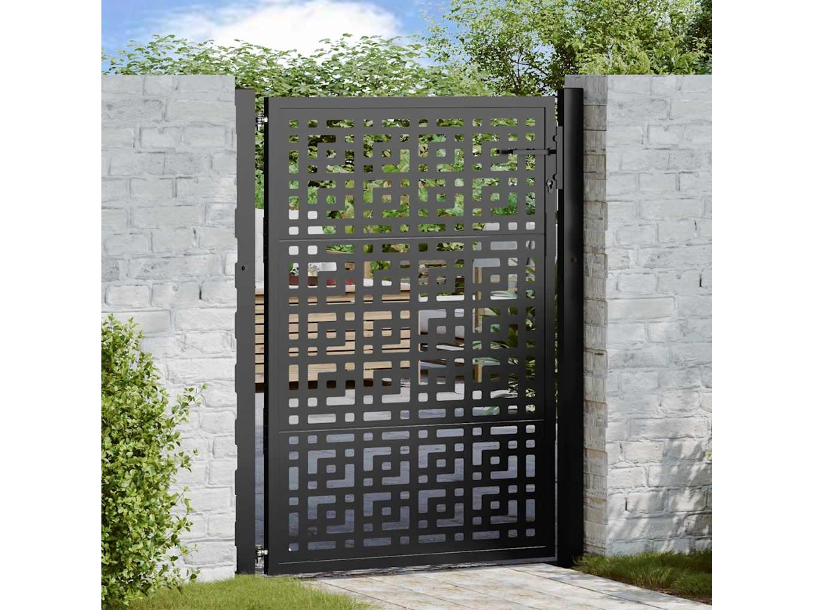 Vidaxl Portão De Jardim Preto 100x125 Cm Aço Design Em Cruz