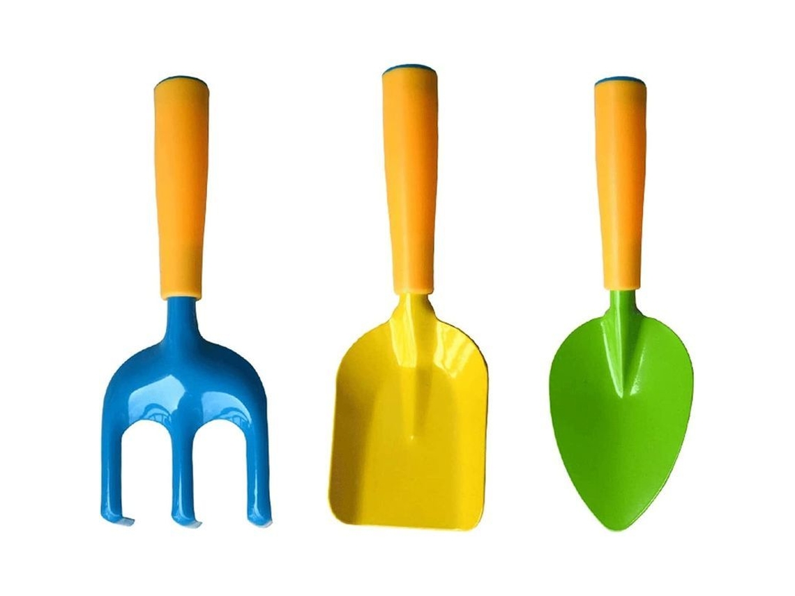 Kit de Ferramentas de Jardinagem para Crianças, 3 Peças Resistentes, Ferramentas Manuais para Jardim, Arar o Solo e Remover Ervas Daninhas
