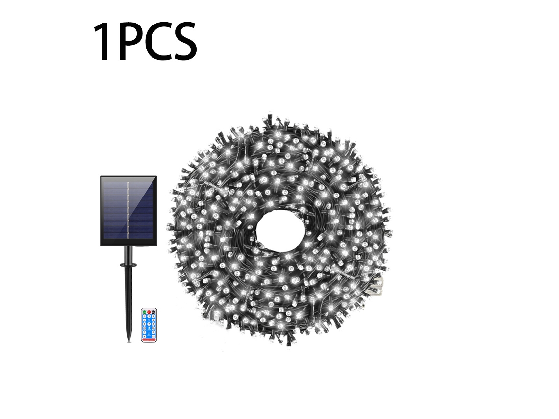 Cordão De Luz Led Solar 300 Leds, 30m, Com Controlo Remoto E 8 Modos - Branco - Eifson