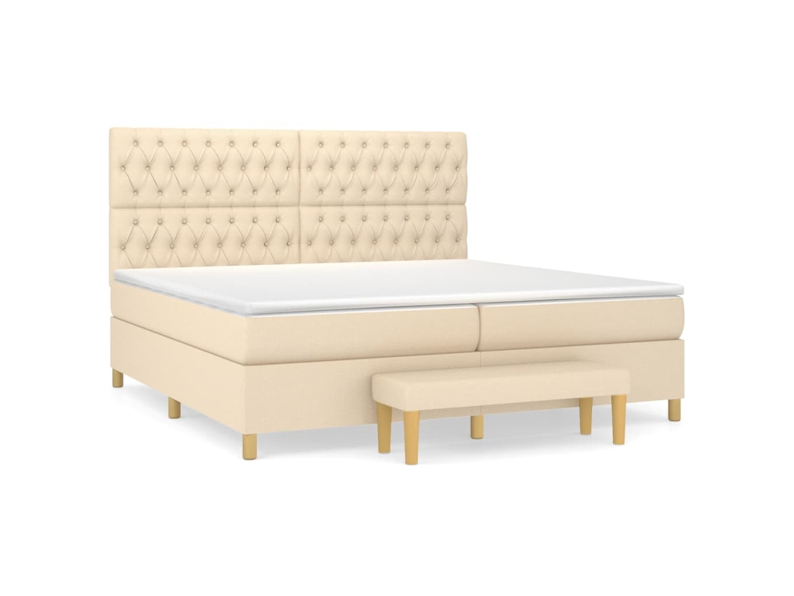Box Spring Bed, Box Spring Beds Vidaxl Creme Tecido (200 X 200 Cm)