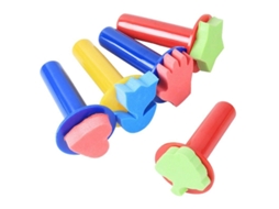 5 Selos de Esponja com Formas Bonitas e Manípulo de Plástico para Pintura Infantil