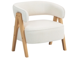 Poltrona Estofada Em Tecido Bouclé, Assento Amplo, Encosto Ergonómico, 70 X 64 X 71 Cm, Branco