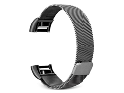 Lurelia Pulseira De Aço Inoxidável, Compatível Com Smartwatch Fitbit Charge 2, Preta, Acabamento Moderno
