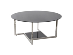 Mesa de Centro, Aço e Vidro Preto, 100x100x45cm ALEXANDRA HOUSE LIVING
