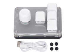 Teclado Mecânico 4 Teclas 1 Botão Rotativo Switch Azul Programável Com Luz Rgb Branco 5v 1a