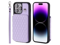 Suporte Casa Bloqueio Rfid Para Iphone 15 Pro Pele Sintética Roxo