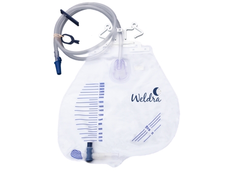 Saco Coletor de Urina 2000 Ml Tubo de 135 Cm Válvula em T WELDRA
