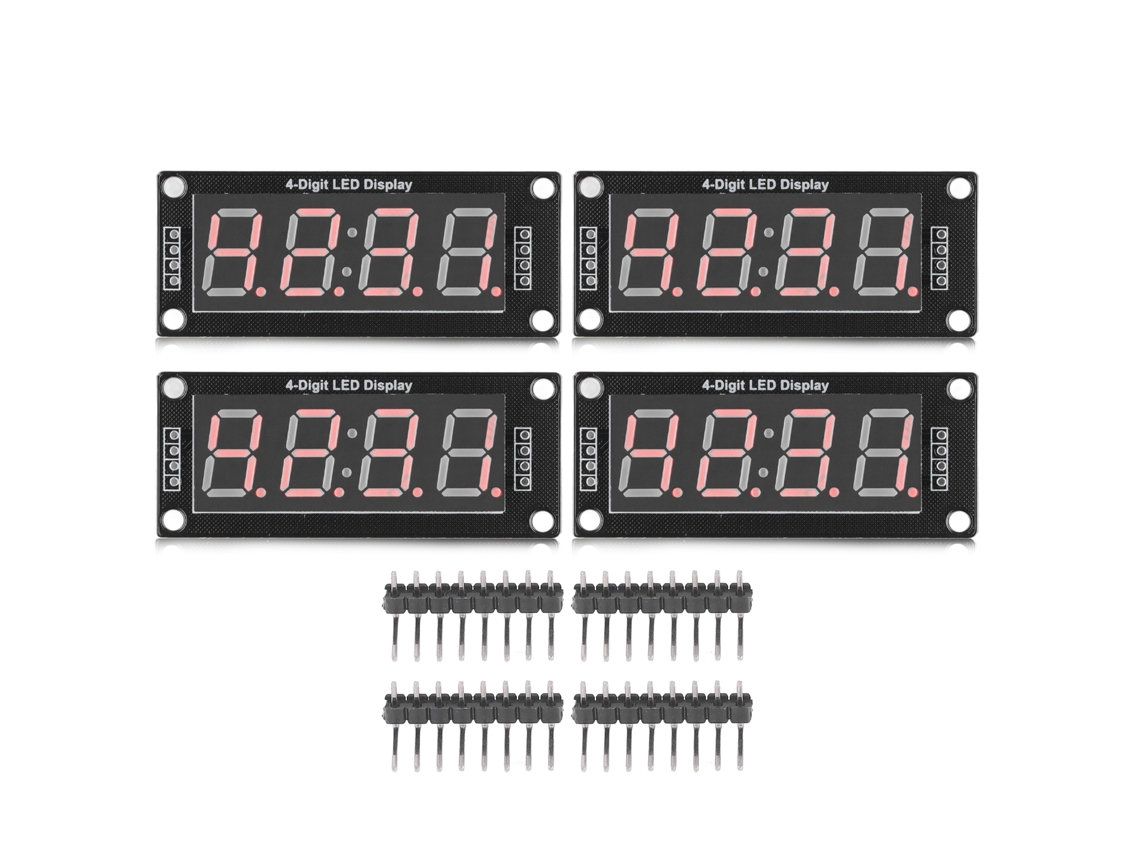 Conjunto de 4 módulos de relógio digital de tubo LED de 4 dígitos e 7 segmentos TM1637 de 0,56 polegadas vermelho