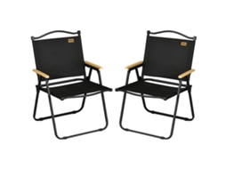 Cadeiras De Campismo Aço E Tecido Oxford Cor Preto 54x59x78 Cm Outsunny