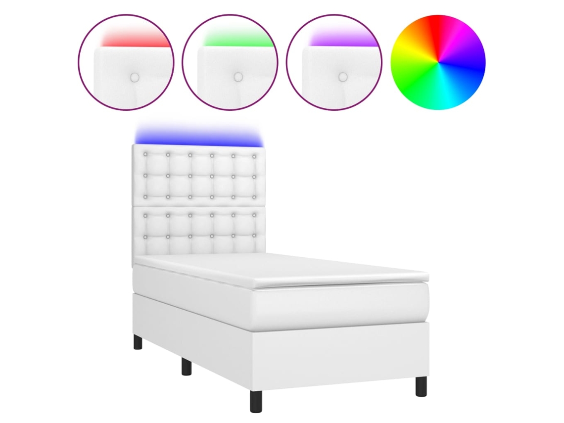 Box Spring Bed, Box Spring Beds Vidaxl Branco Couro Artificial (90 X 200 Cm)