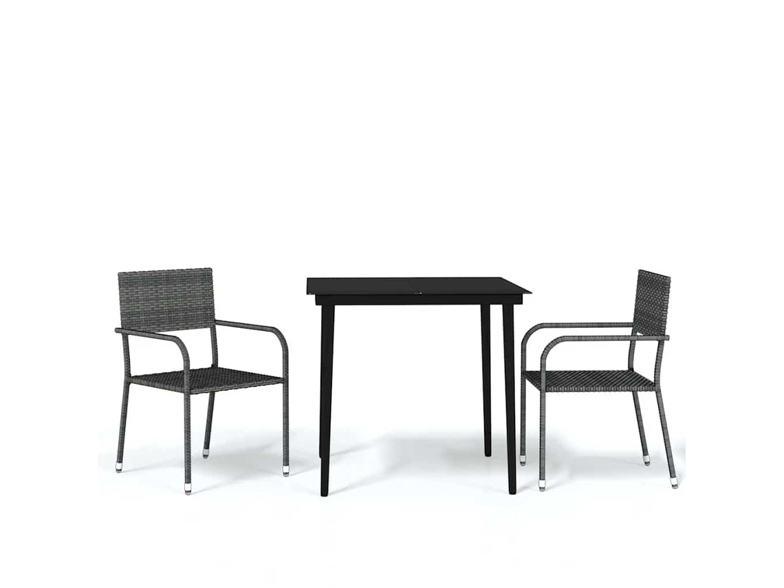 Maison Exclusive - 3 Pcs Conjunto De Jantar Para Jardim Cinzento