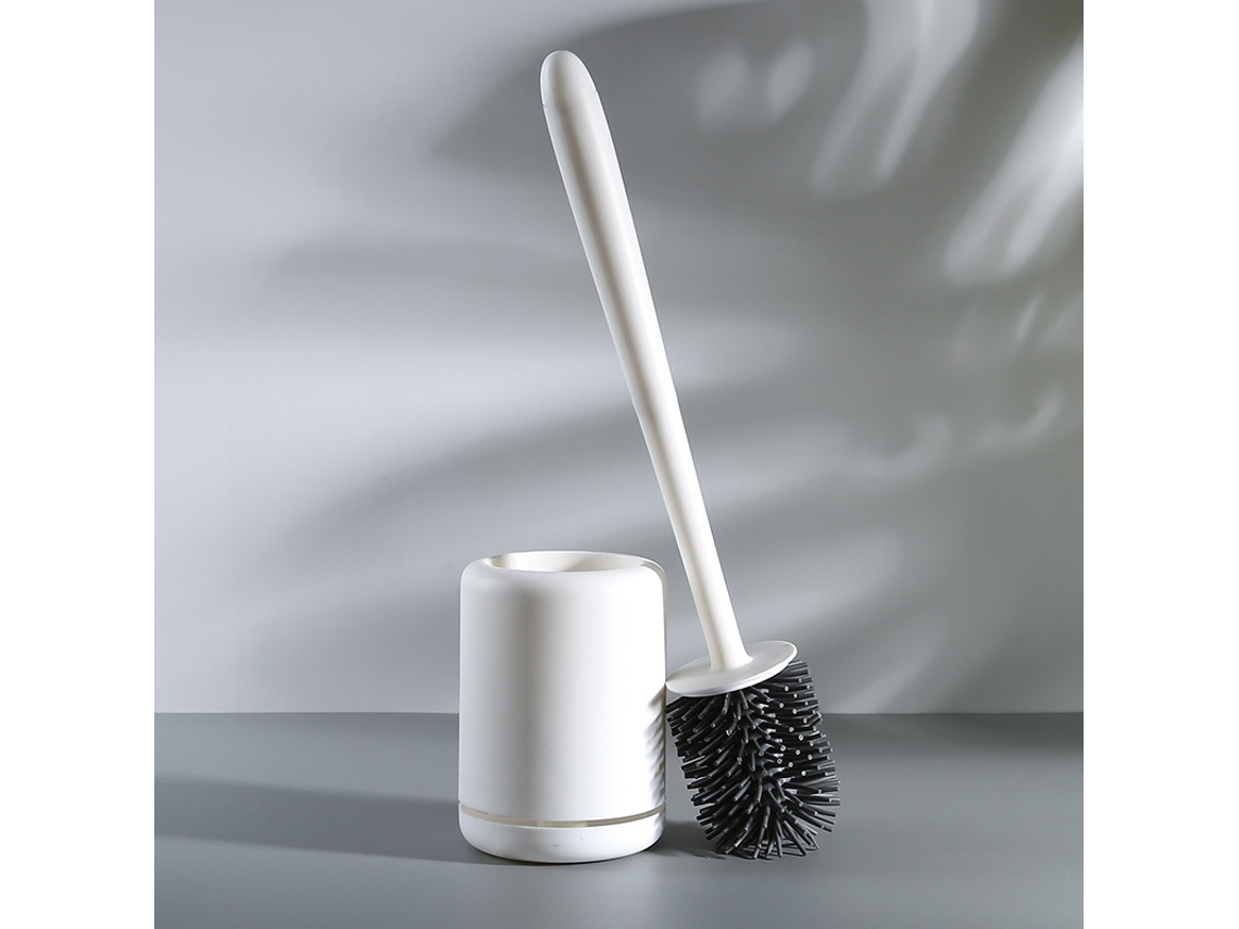 Escova Sanitária de Silicone com Suporte de Secagem Rápida, Branca, Resistente À Sujeira, com Material Tpr AQUAFORGE