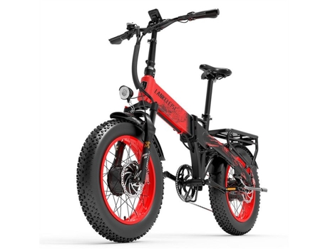 Bicicleta Eléctrica Dobrável Lankeleisi X2000 Max, Motor Duplo 2000, Bateria 48 V 20 Ah, Pneus Largos 20 × 4.0, 48 Km/h, Vermelho