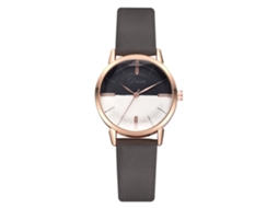 Relógio Feminino de Couro Artificial Casual de Quartzo Moda Pulseira Simples Cinza