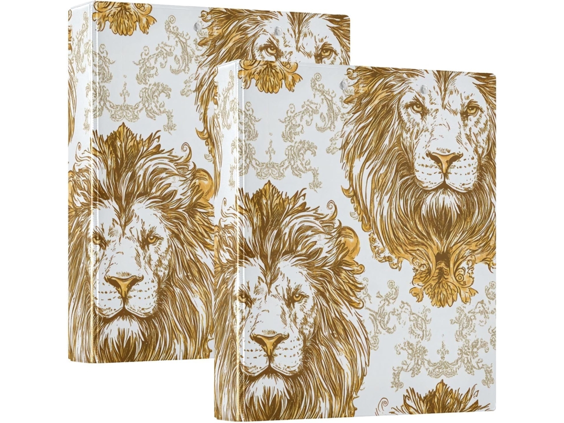 Pasta Escolar Golden Lion de 1 ou 2 Polegadas com Prancheta, Pacote com 1 ou 2 Unidades, Revestimento Duro