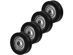 Conjunto De 4 Roletes Polia Com Ranhura Em U, 5x20x7 Mm, Nylon Preto