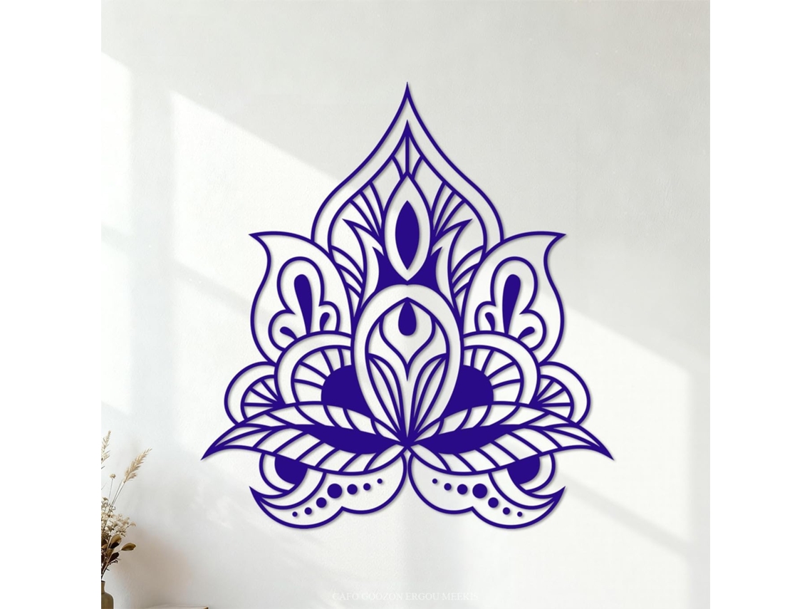 Il S'agit D'un Motivos Circulares Em Forma De Mandala Adesivos Gravados 72x77,8cm Instalação Fácil Azul Foncé
