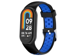 Bracelete para Xiaomi Smart Band 10/9/8 Silicone Bicolor Plugue de Metal Preto e Azul XIAOMOYU