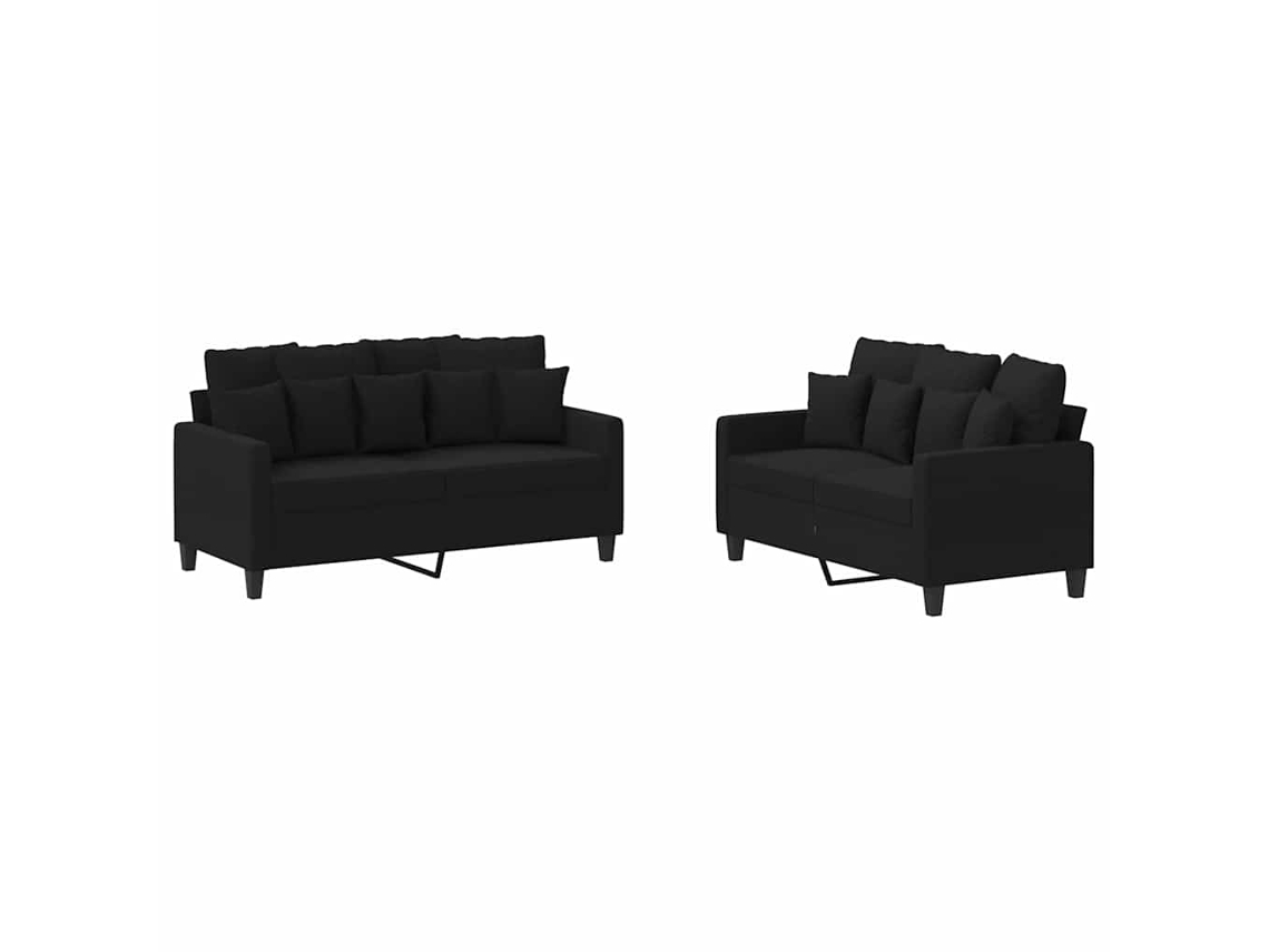 Conjunto De Sofás Vidaxl Preto Tecido (158 X 77 X 80 Cm)