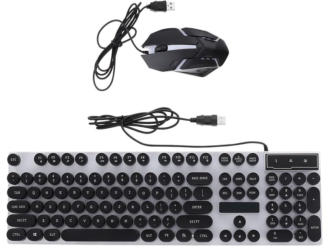 Conjunto De Teclado E Mouse Para Jogos Com Fio, Abs Preto, 104 Teclas