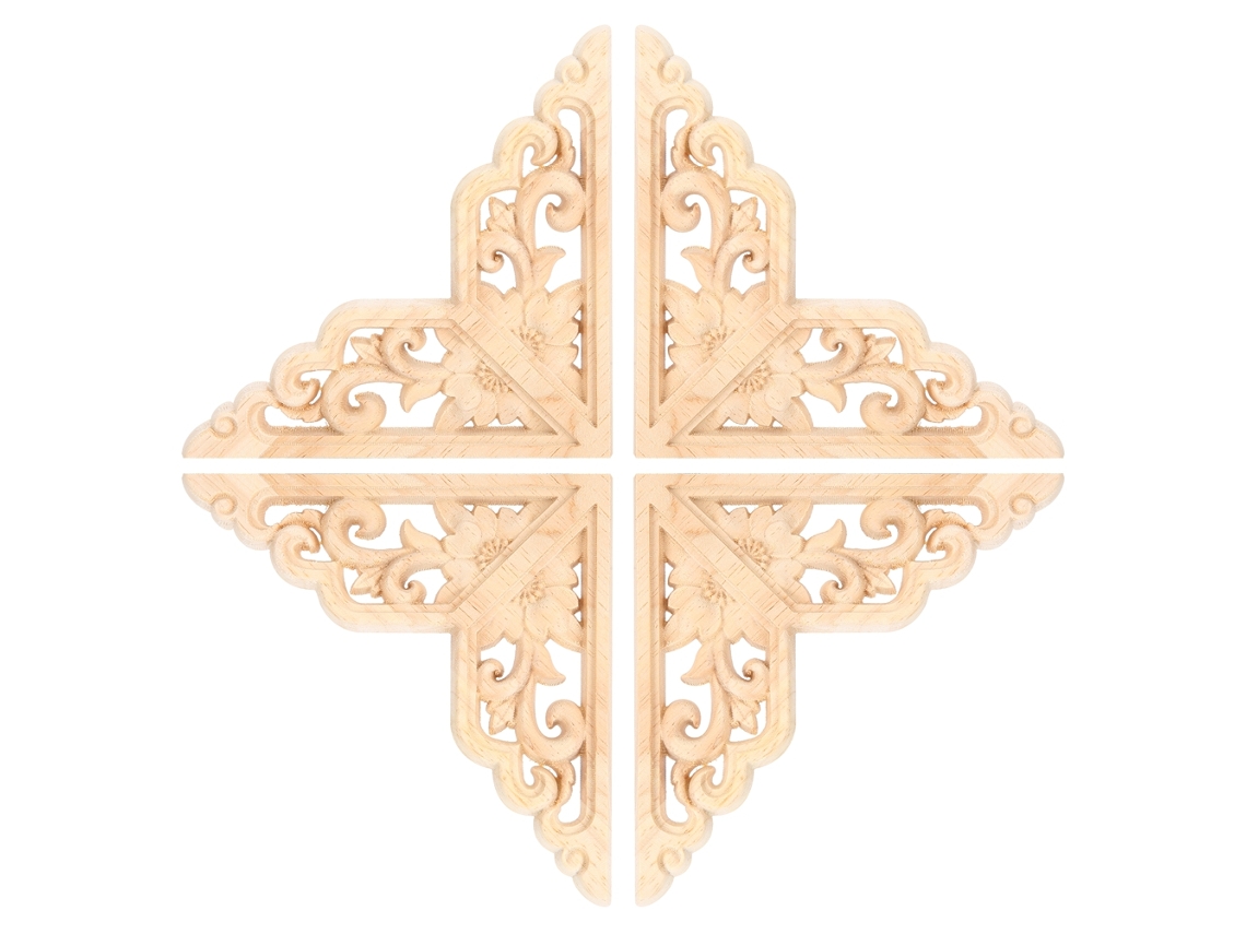 4pcs Aplique De Madeira Gravado Decoração Móveis Casa
