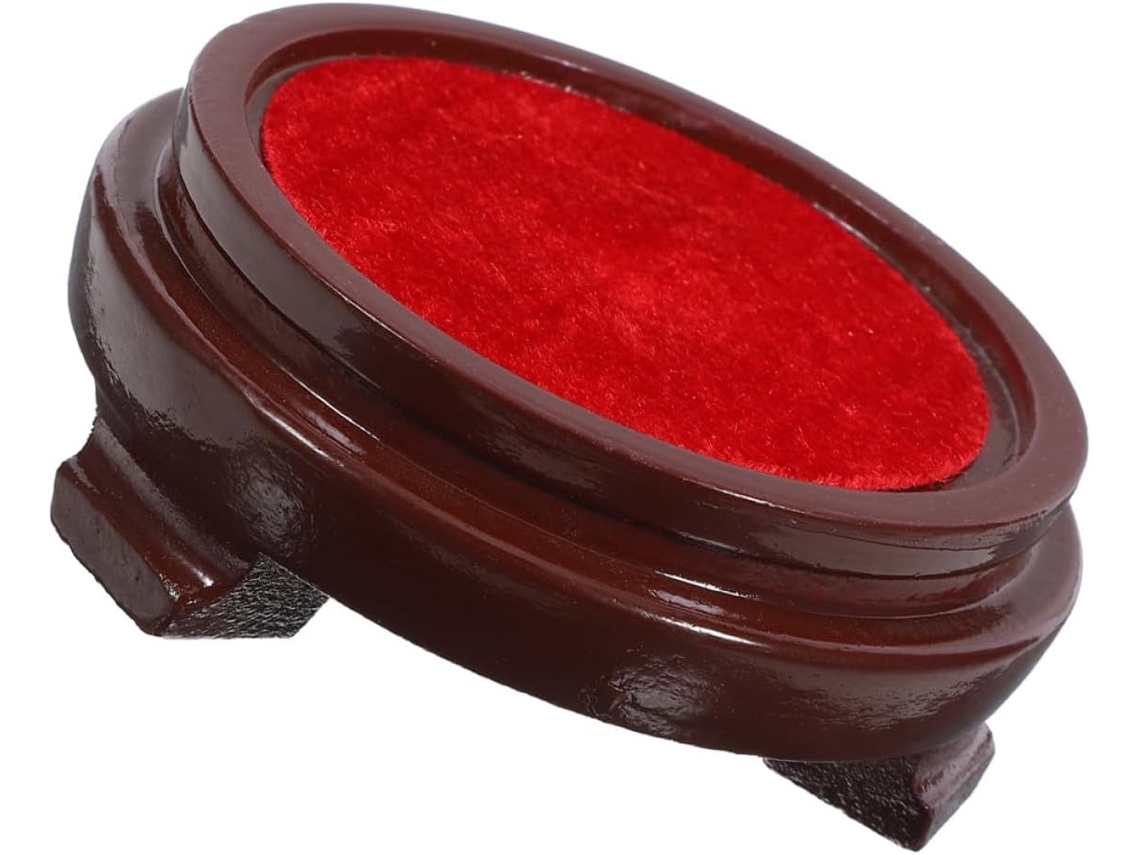 Suporte De Madeira Marrom, Base De Exibição Robusta E Elegante Para Bolas Redondas.