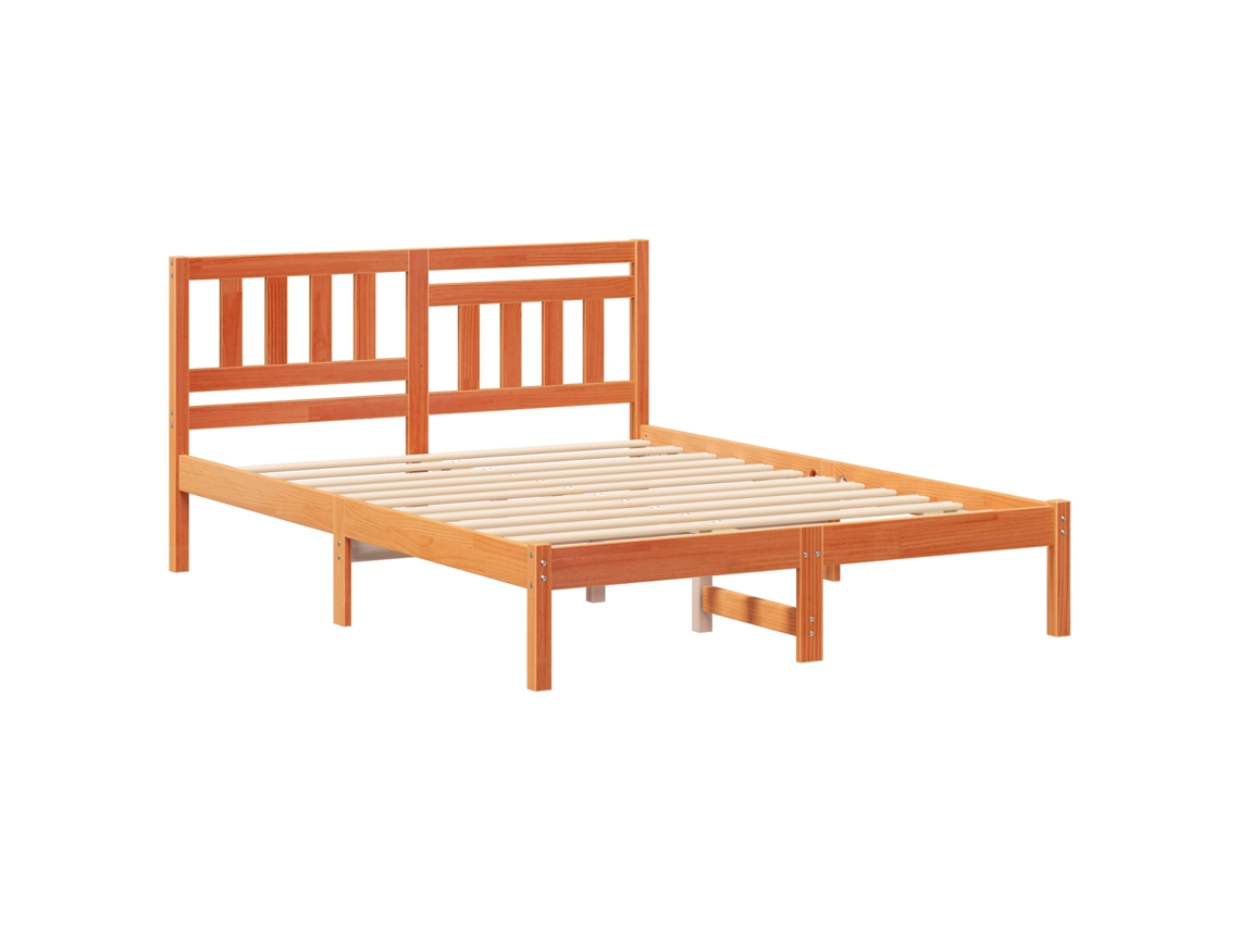 Conjunto 1 Estrado De Cama Plataforma Vidaxl Castanho Madeira De Pinho Maciça (120 X 200 Cm)