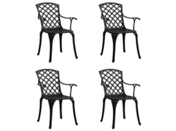 Vidaxl Cadeiras De Jardim 4 Pcs Alumínio Fundido Preto