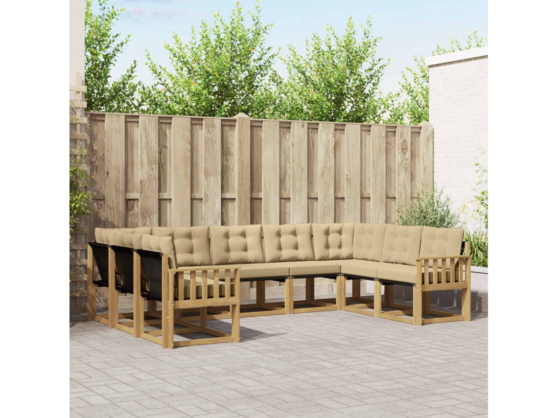 Vidaxl Conjunto De Sofás Para Exterior 9 Pcs Branco E Bege