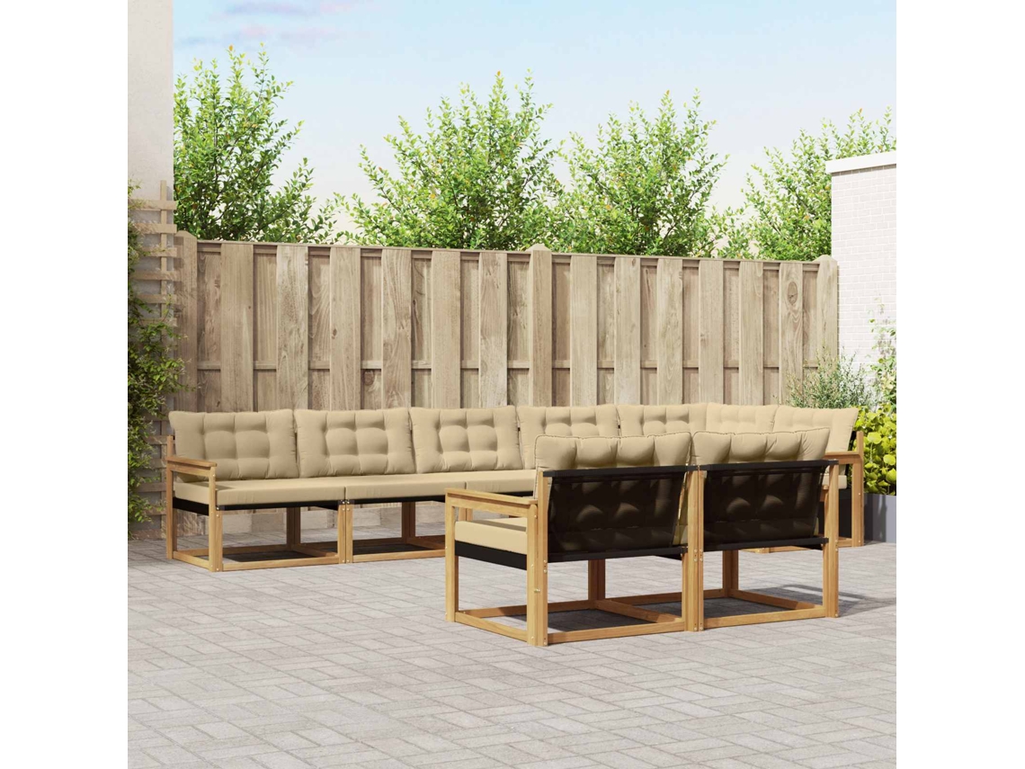 Vidaxl Conjunto De Sofás Para Exterior 8 Unid. Branco E Bege