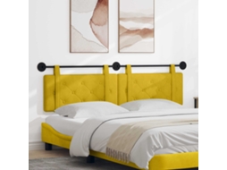Vidaxl Cabeceira Suspensa Amarelo Veludo