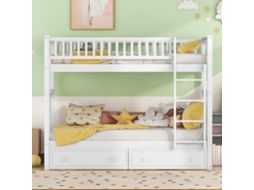 Cama Beliche infantil 90x200cm com 2 gavetas, separável, segurança 120kg, sem colchão branco KOMHTOM