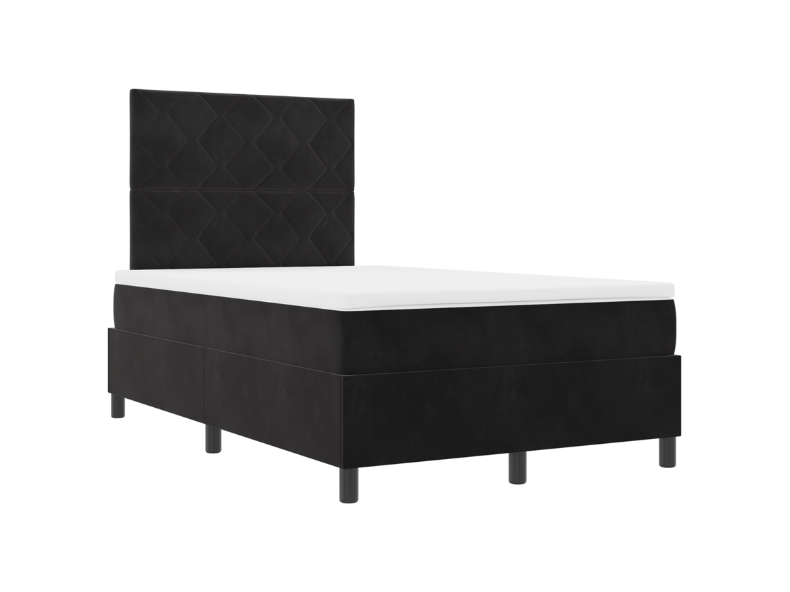 Estrutura De Cama De Veludo Preta De Casal Com Armazenamento Vidaxl Preto Veludo (120x190 Cm)