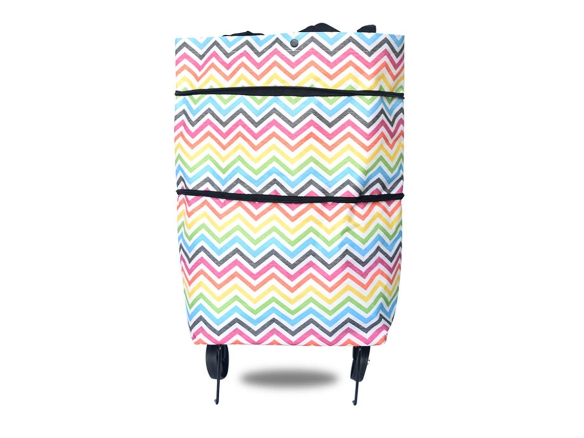 Sacola de Compras Dobrável com Rodas, em Tecido Oxford, Reutilizável, Portátil, Ideal para Subir Escadas e Viajar. GOKOCO