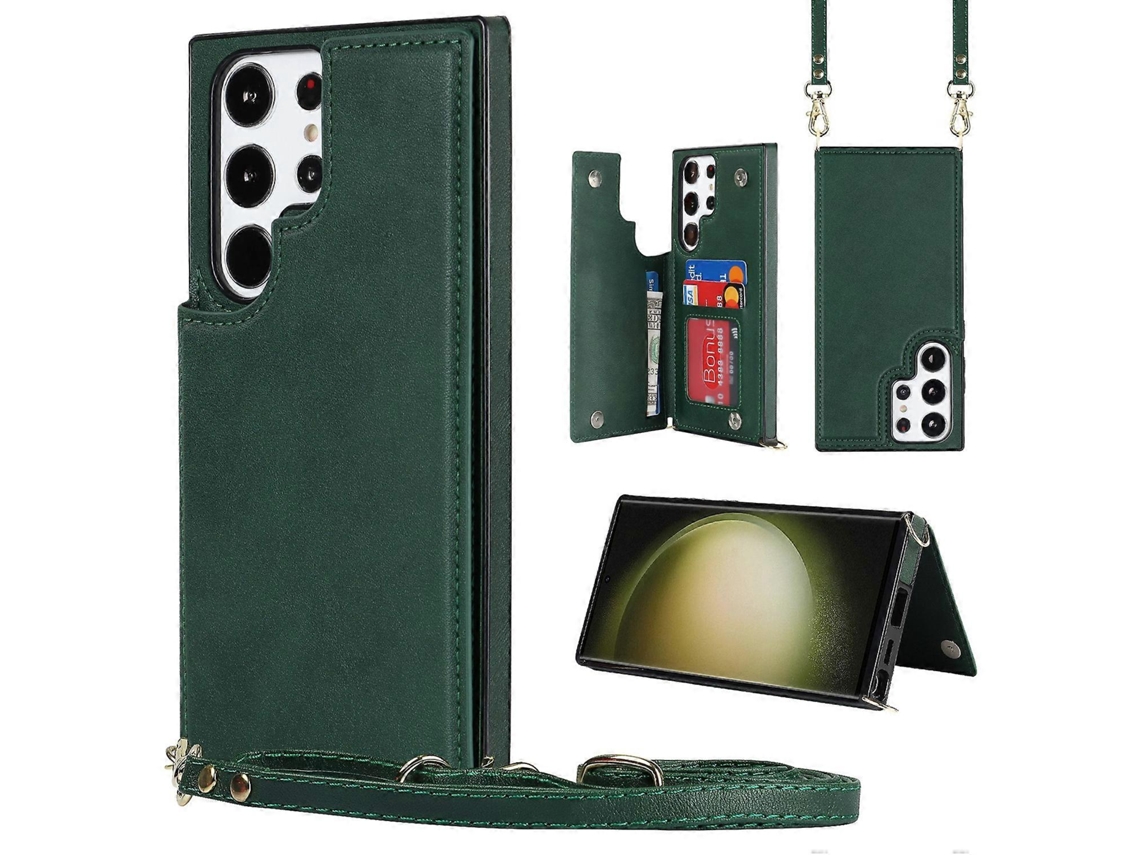 Capa Transversal Quadrada Com Fecho Duplo E Compartimento Para Cartões Para Samsung Galaxy S23 Ultra 5g Em Tpu+pu