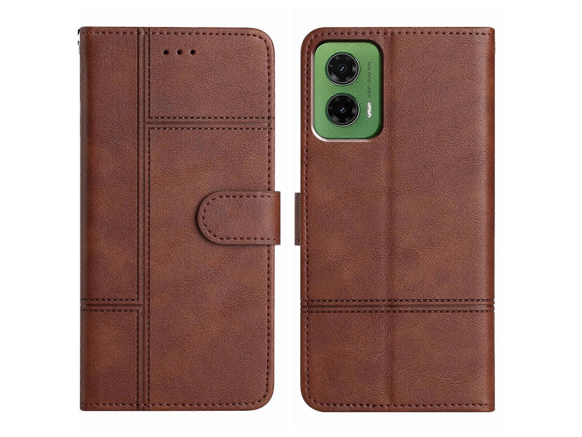 Capa De Celular De Couro Com Textura De Couro De Vaca E Costura