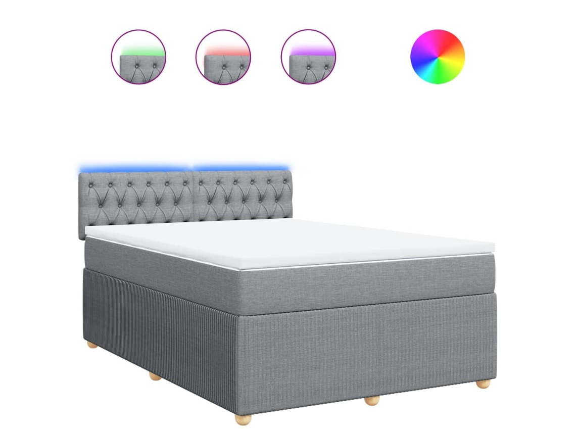 Box Spring Bed, Box Spring Beds Vidaxl Cinzeto Tecido (140 X 190 Cm)