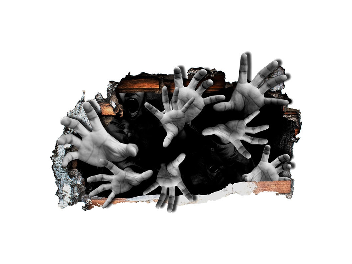 Calcomanía de Halloween 3d Pared Rota Horror Mano Que Sale Suelo Pared Techo Calcomanía