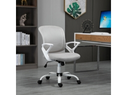 Cadeira De Escritório Ergonômica Basculante, Giratória 360°, Apoio Lombar, Malha Respirável, 61x61x89-99 Cm, Cinza E Branco