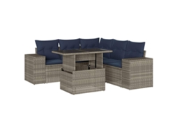 Conjunto de Sofá de Jardim, 6 Peças, Almofadas, Rattan Cinza MAISON EXCLUSIVE