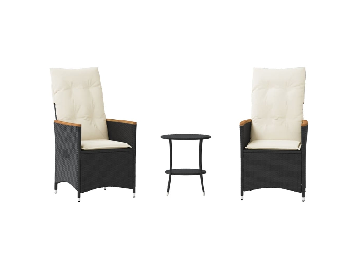 Bistro Set, Bistro Sets Vidaxl Preto Rattan / Vime (n/a)