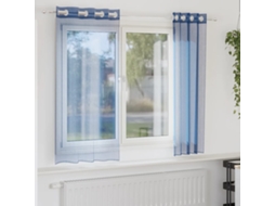 Vidaxl Cortinas De Voile Com Ilhós 2 Pcs Azul Real