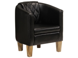 Vidaxl Poltrona Couro Genuíno Preto