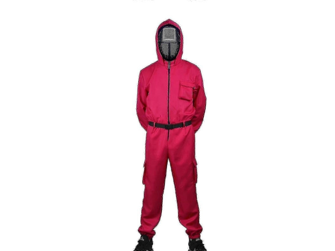 Traje De Disfraz Squid Game Halloween Niño Xxl 150-160cm Com Máscara Triangular Com Máscara Triangular Xxl 150-160cm